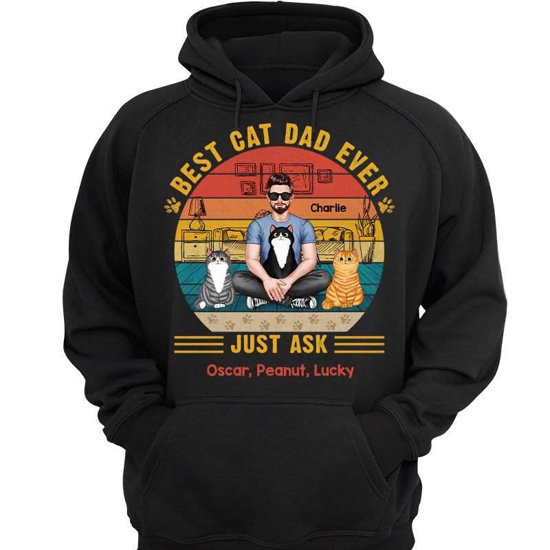 Best Cat Dad Ever Real Man Sitting With Fluffy Cats Personalized Shirt