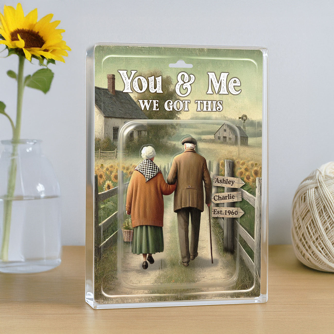 Eternal Love Couple Growing Old Together Toy Box Figures Style Personalized Acrylic Block Plaque