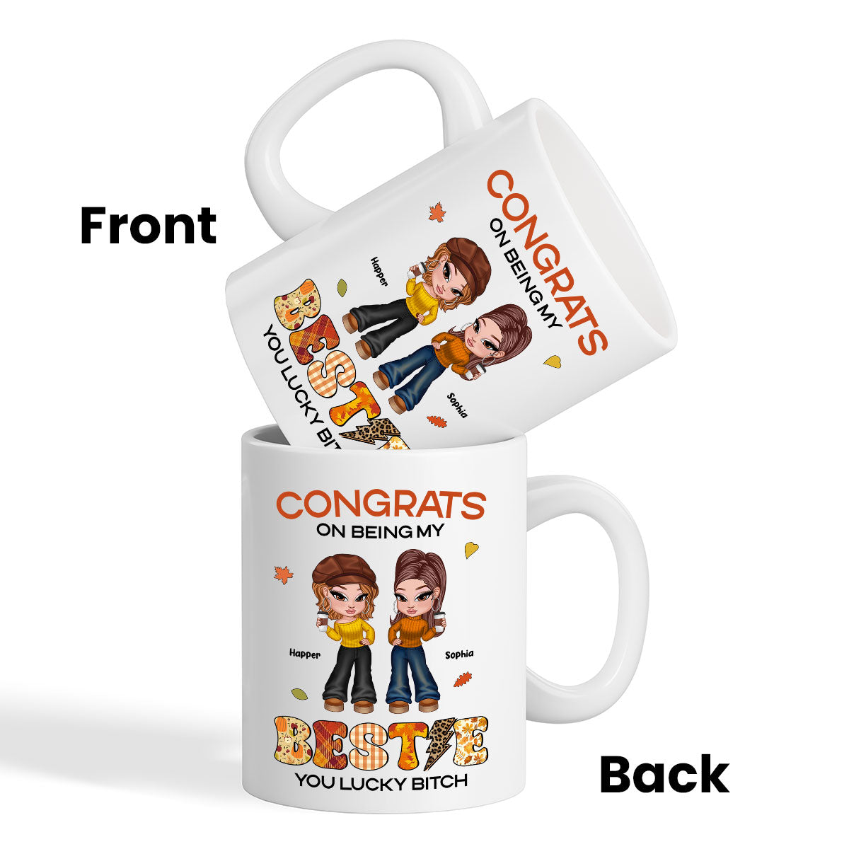 Congrats On Being My Bestie Sister Fall Season Y2K Style Personalized Mug
