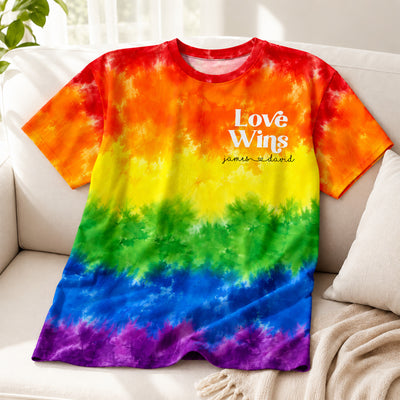 Love Wins Rainbow Tie Dye Pride Theme - Personalized Shirt - Pride Month Keepsake