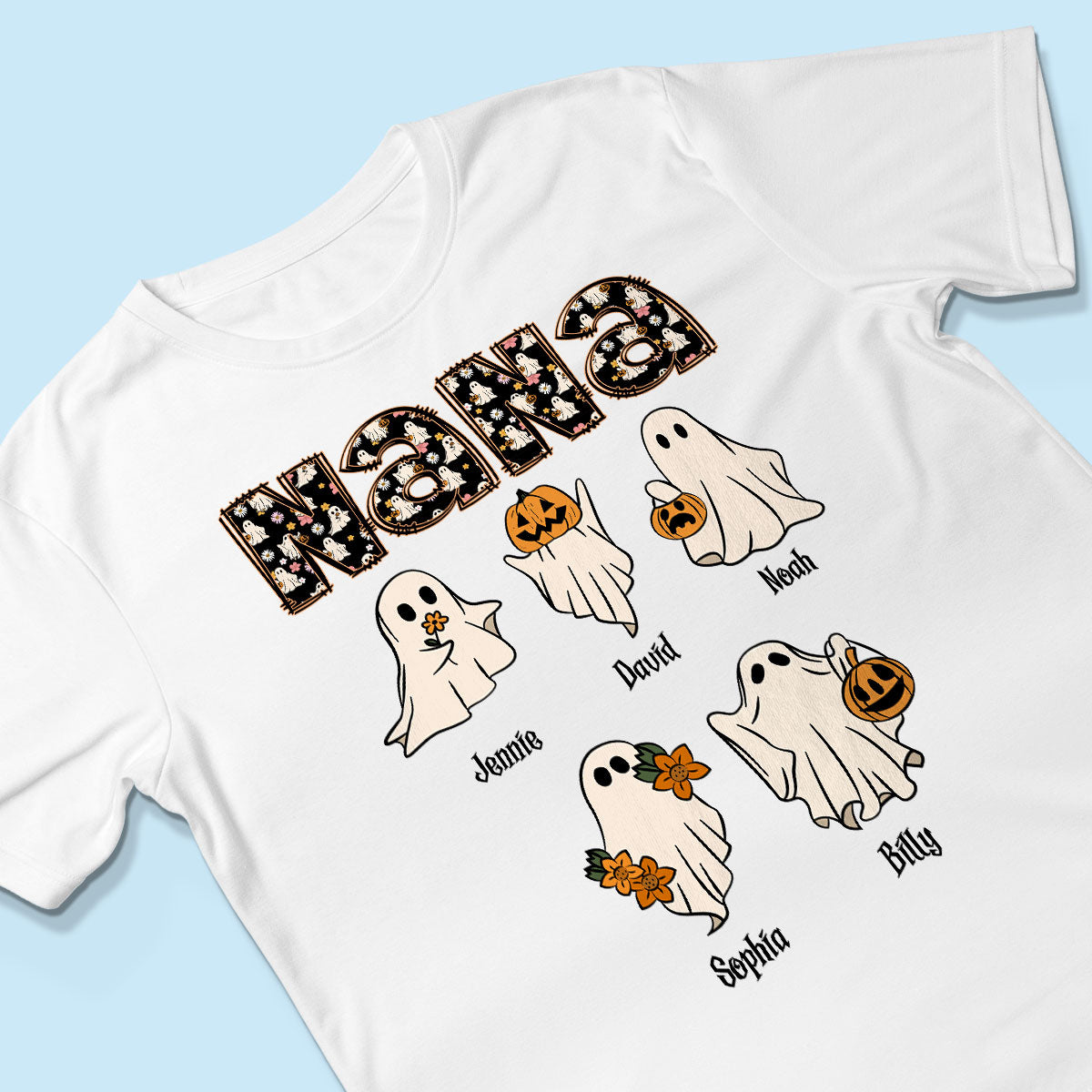 Grandma Mom Halloween Retro Boo Patterned Personalized Shirt