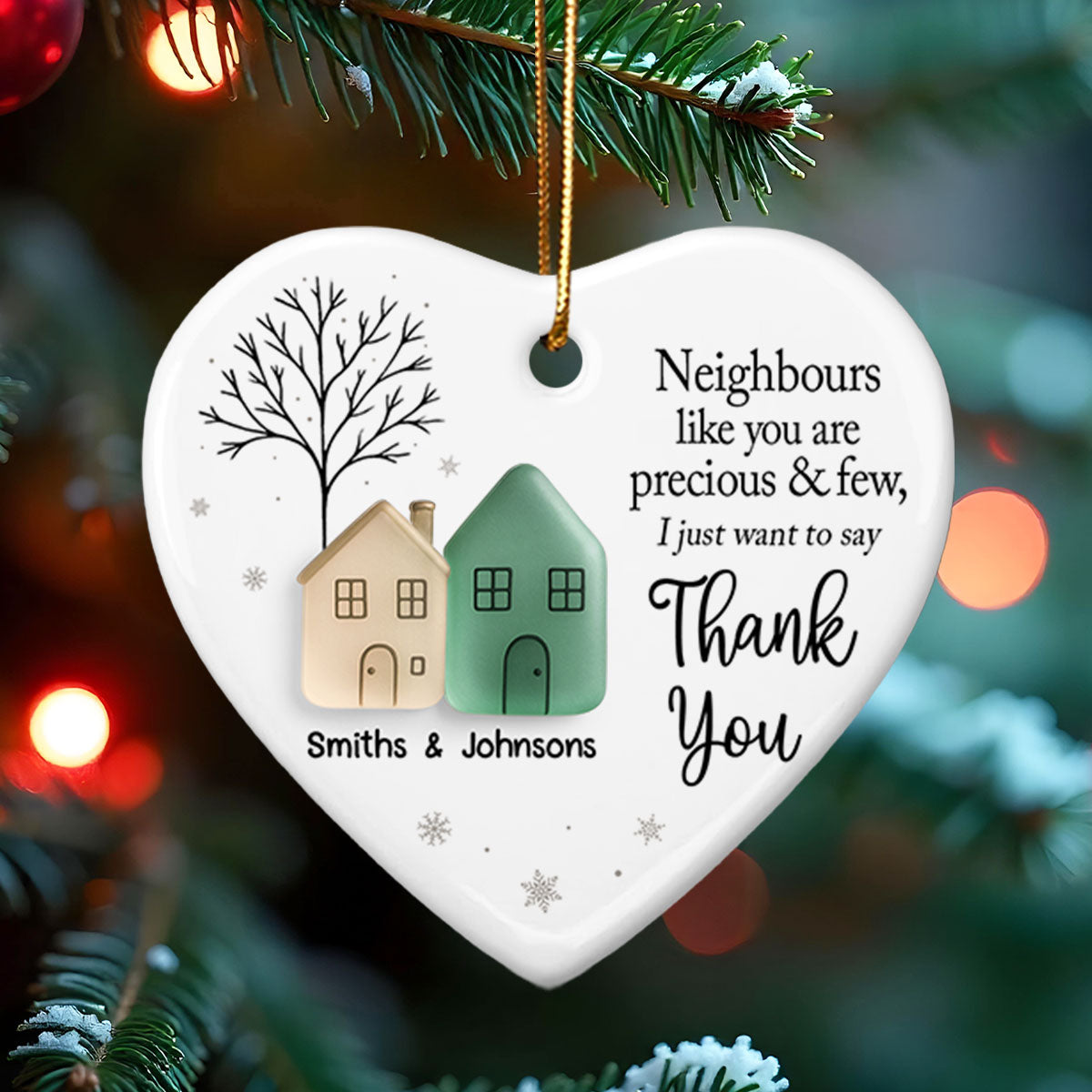 Thank You Neighbors 3D Effect Sea Glass Appreciation Gift - Personalized Ceramic Ornament With Acrylic