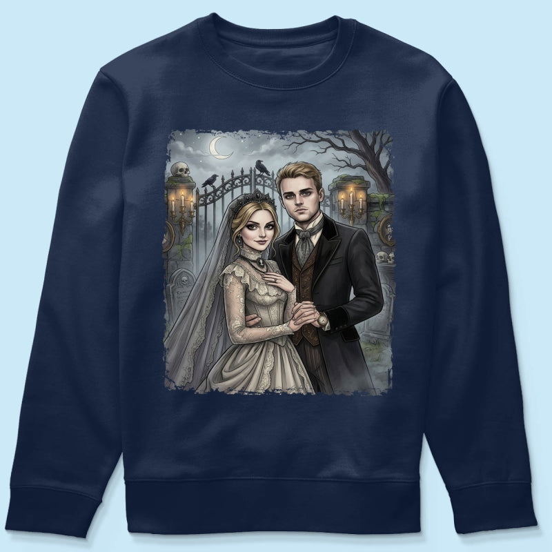 Custom Gothic Couple Portrait from Photo - Personalized Shirt - Couple Halloween Matching Shirts, Anniversary Gift for Her, for Him