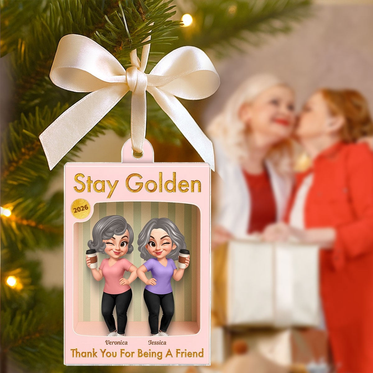 Old Besties Thank You For Being A Friend Toy Box Style - Personalized Acrylic Ornament - Christmas Gift For Best Friends