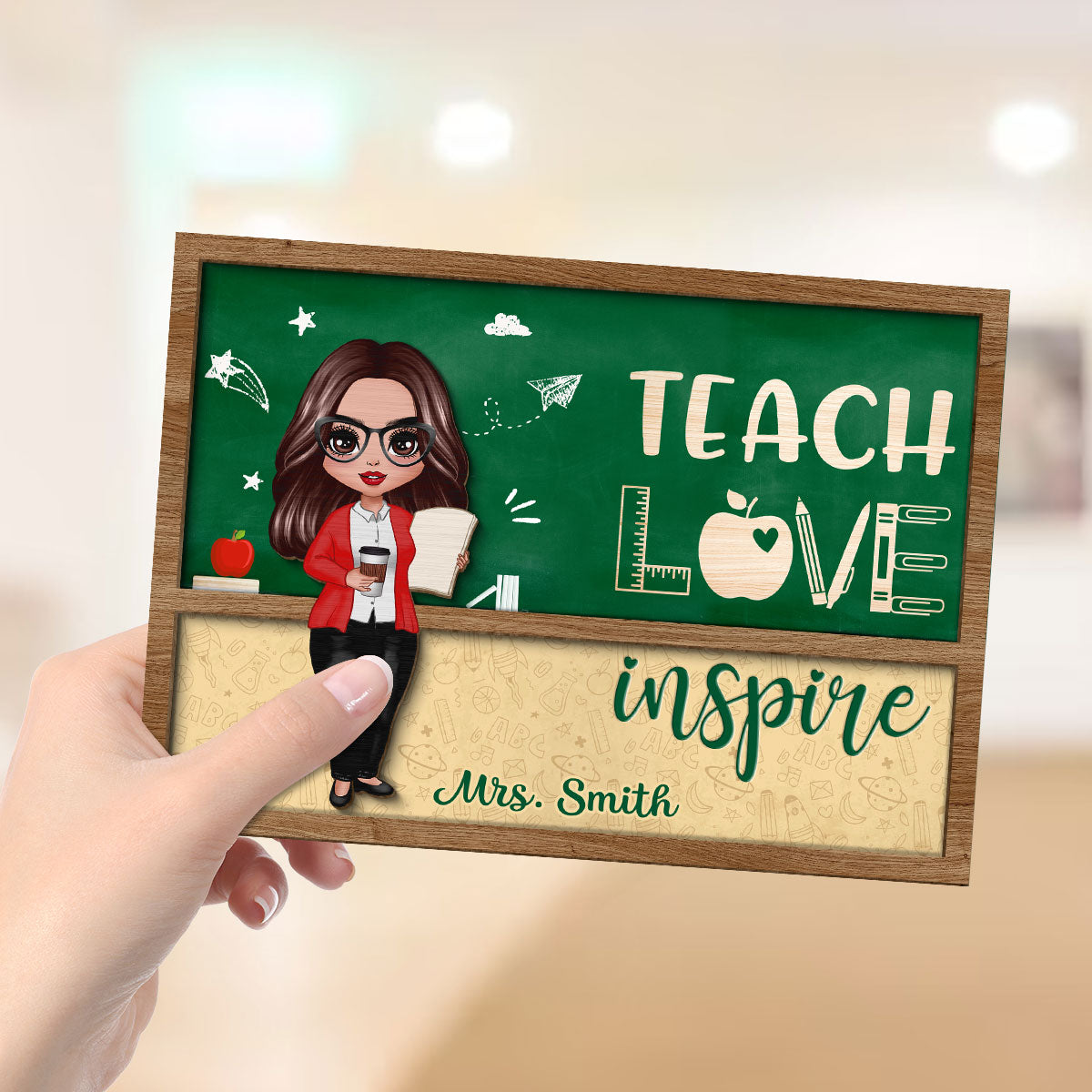 Teacher Green Board Personalized 2-Layer Wooden Plaque, Gift For Teacher, Appreciation Gift