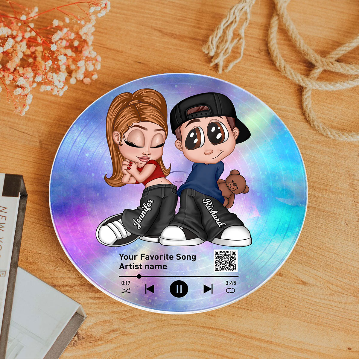 Y2K Couple Together Since Custom Vinyl Record Acrylic Song Plaque, Scannable QR Code, Personalized Birthday, Anniversary Gift for her and for him