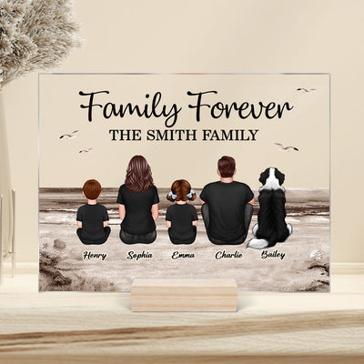 Retro Vintage Family Sitting Beach Landscape Personalized Acrylic Plaque
