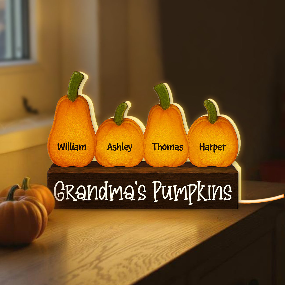 3D Effect Grandma Little Pumpkins Personalized LED Light Box