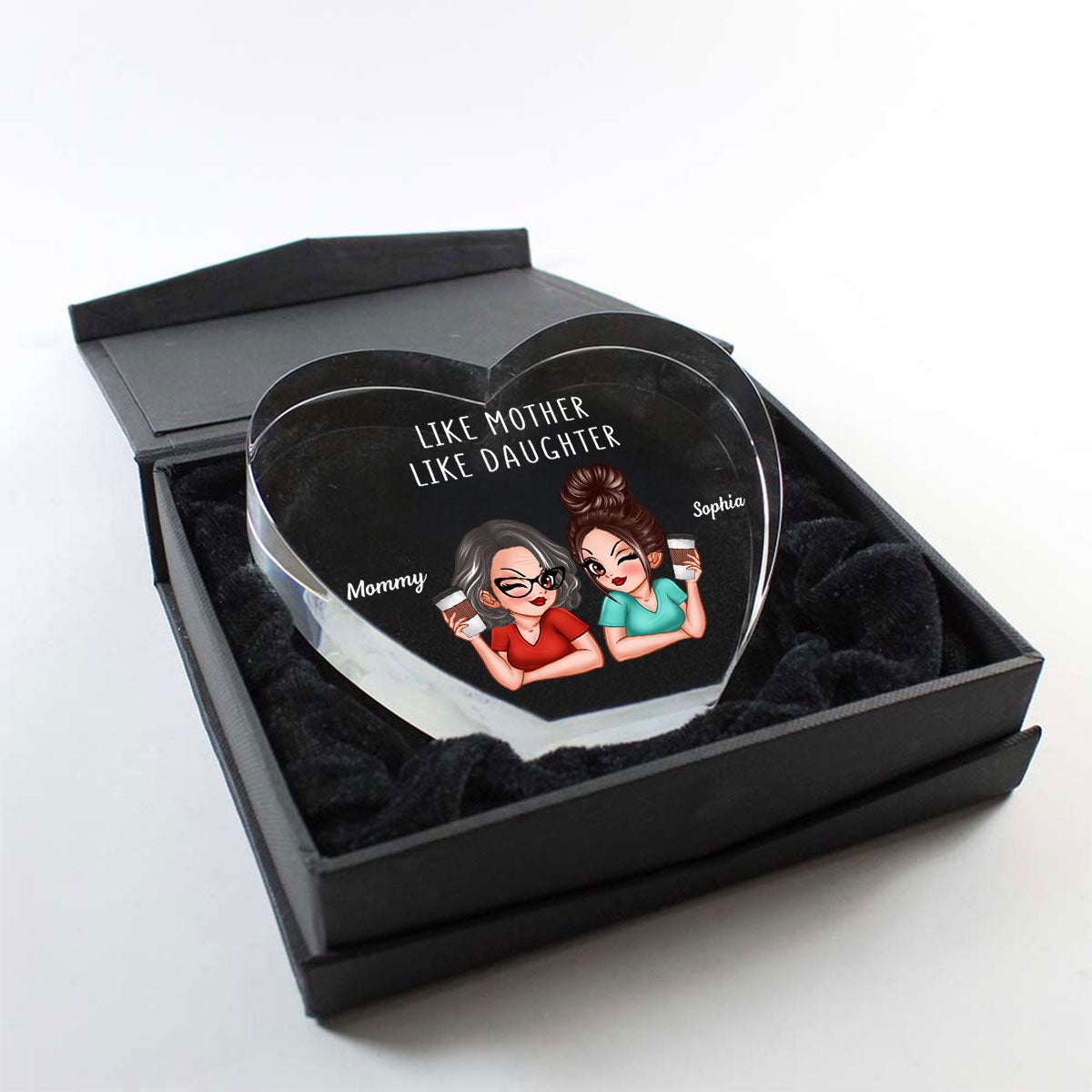 Personalized Premium Crystal Heart LED, Like Mother Like Daughter, Gift For Mom, Free Delivery