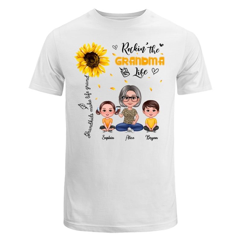 Rockin‘ The Grandma Life Sunflower Pretty Doll Personalized Shirt