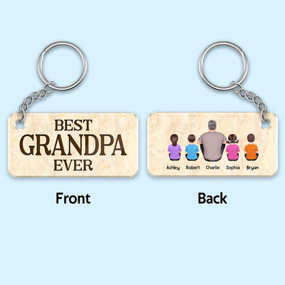 Best Grandpa Ever Back View Man Kids Dog Cat Personalized Acrylic Keychain
