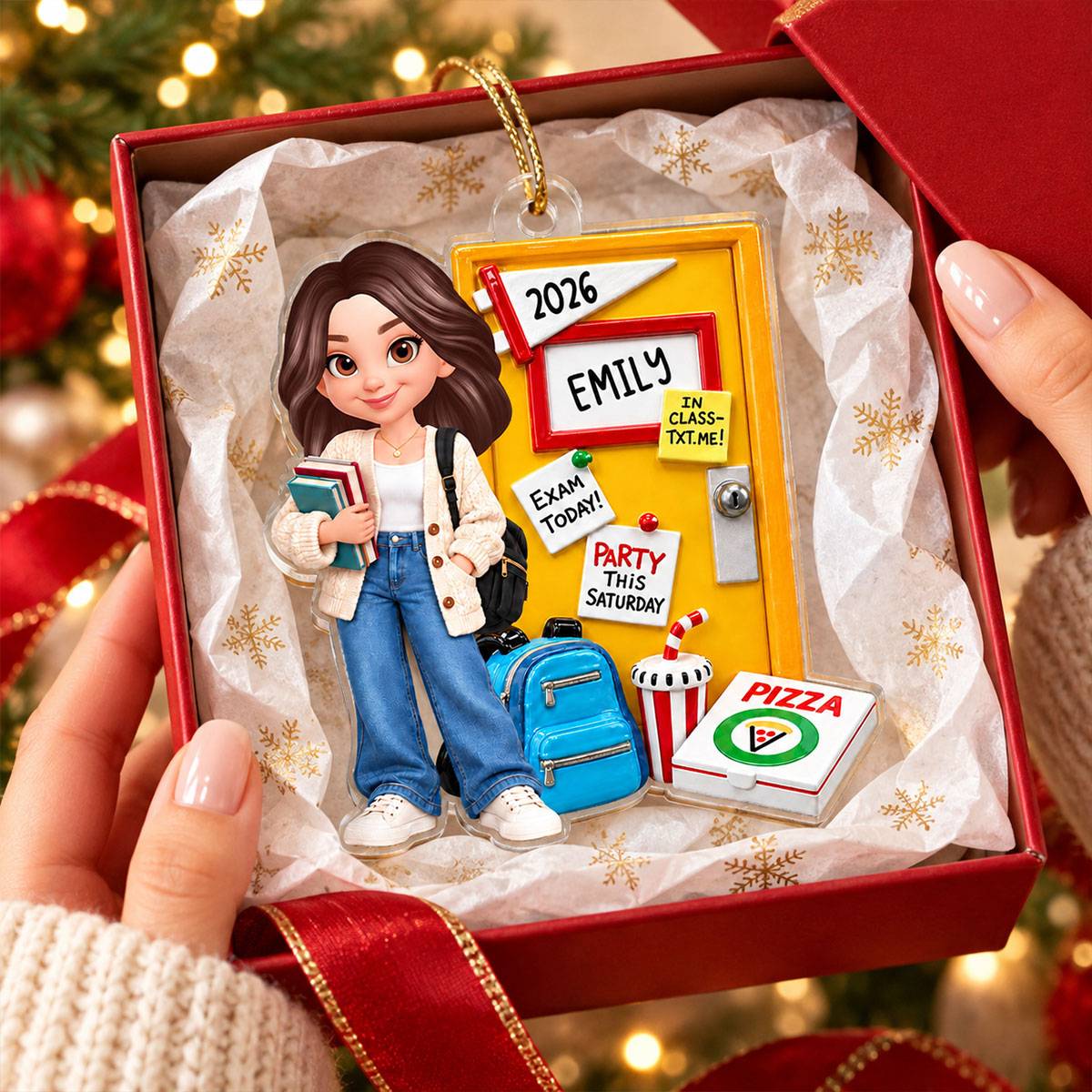 Dorm Room Heading Off to College Dorm Room - Personalized Acrylic Ornament - Christmas Gift For College Students, Freshman