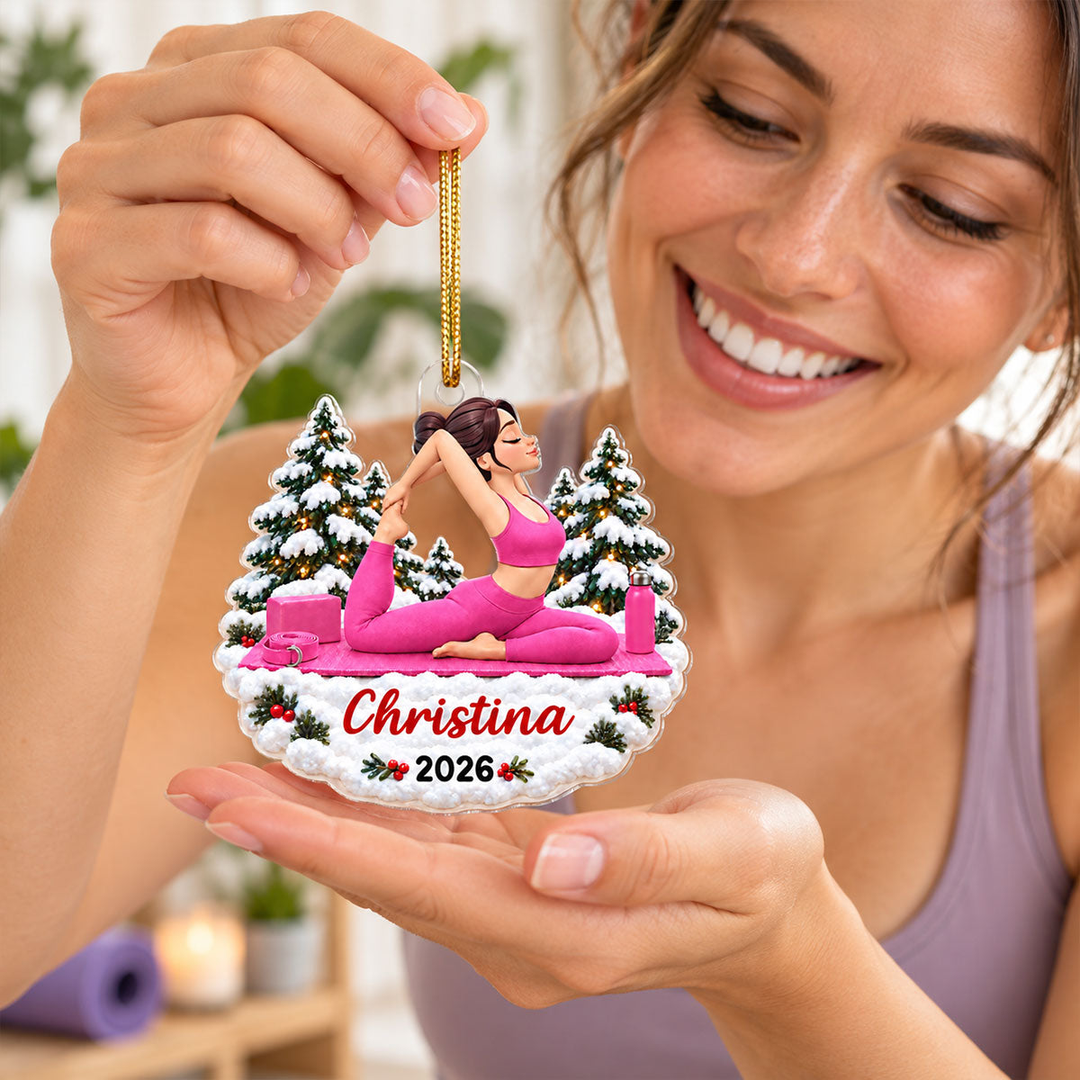 Beautiful Yoga Woman - Personalized Acrylic Ornament - Christmas Gift For Yoga Lovers, Yogi Fitness Gift