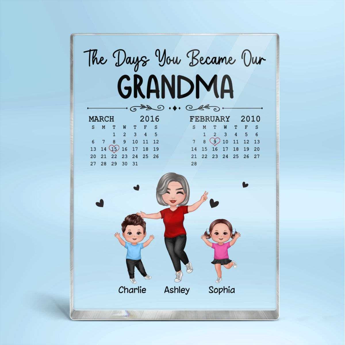 The Days You Became Our Grandma Happy Woman & Doll Kids Personalized Vertical Rectangle Acrylic Block Plaque