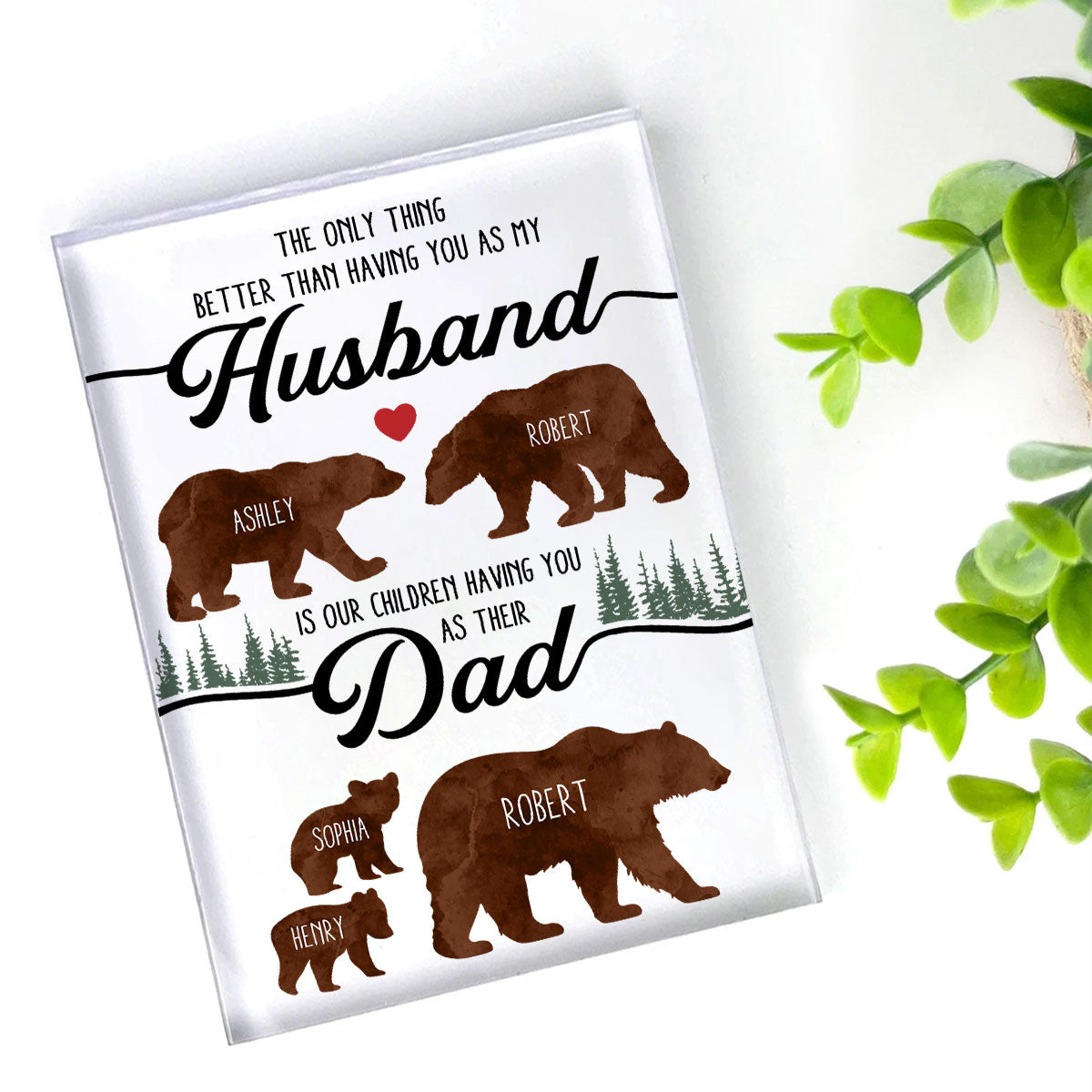 Bear Family Personalized Acrylic Block, Father's Day gift for Husband