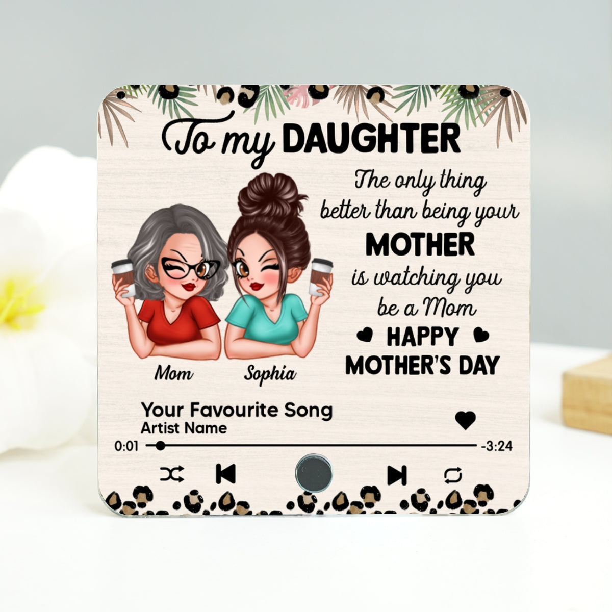 To My Daughter From Mom Happy Mother's Day Personalized Music Fridge Magnet, Gift For Daughter