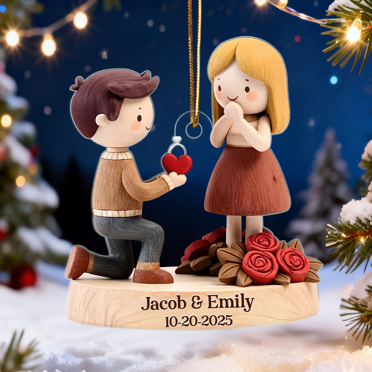 Couple Marriage Proposal Engagement 2025 - Personalized Acrylic Ornament - Custom She Said Yes Keepsake