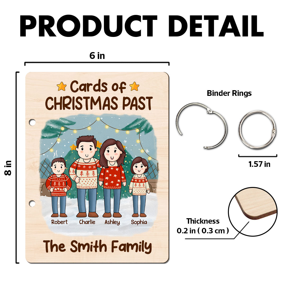 Comic Family Christmas Personalized Card Keeper, Card Holder, Card Book, Cards Keepsake