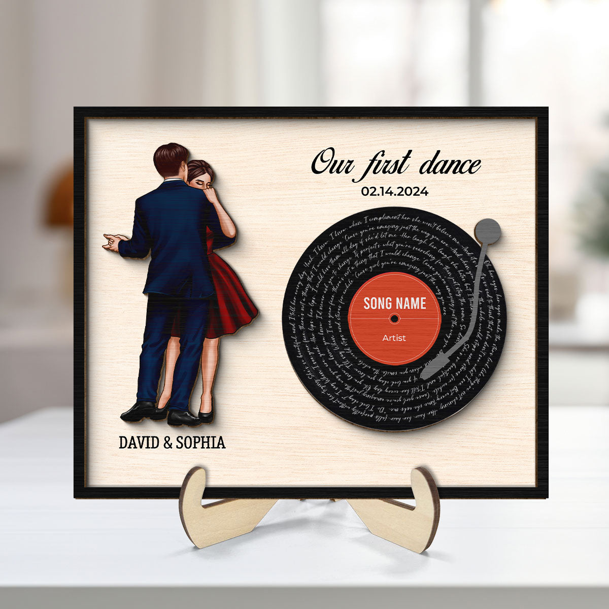 Couple Dancing Song Lyrics Personalized 2-Layered Wooden Plaque, Heartfelt Soul Connecting Personalized Gift For Couple, For Him, For Her
