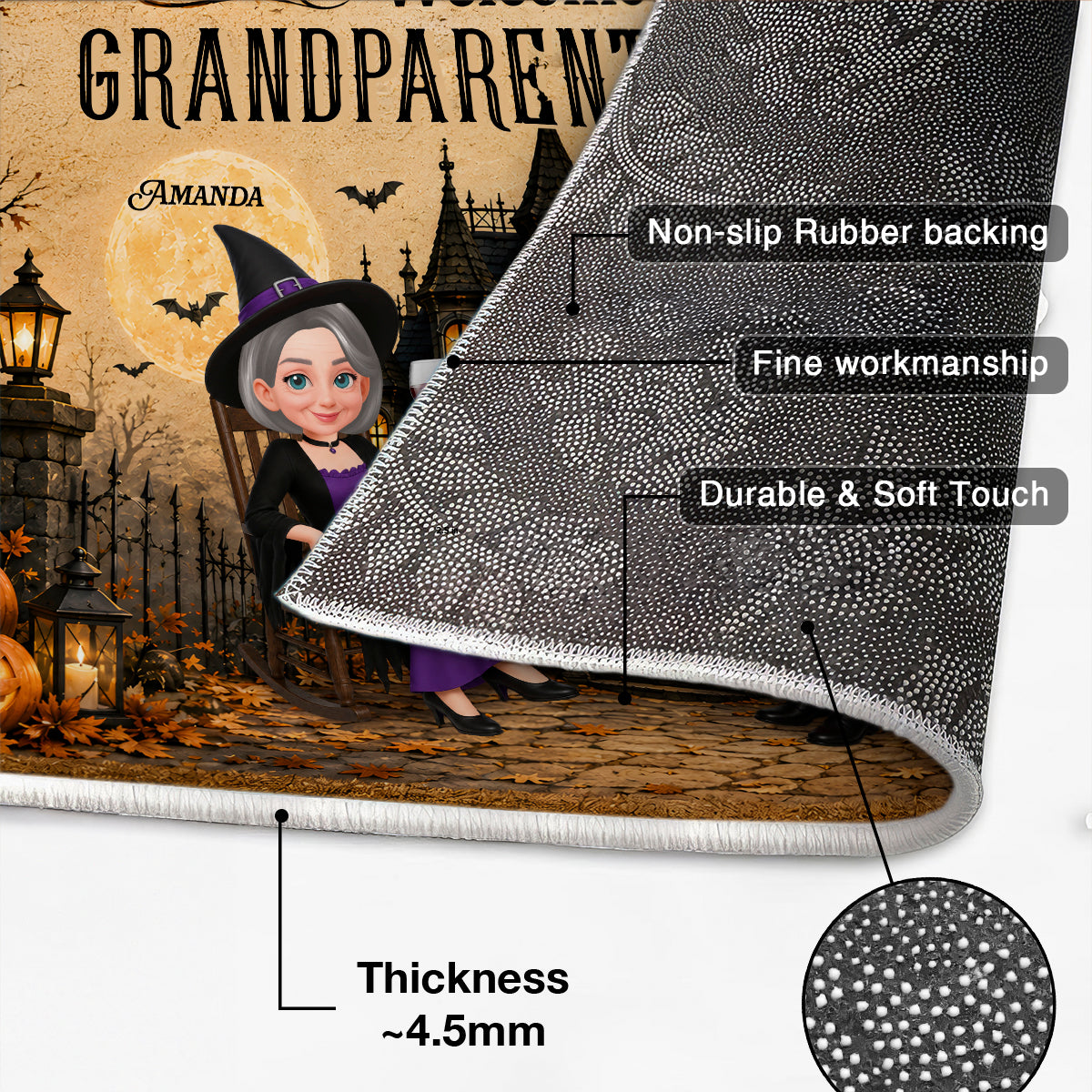 Halloween Grandparent Haunted House - Personalized Doormat - Halloween Decor Gift, Gift For Grandma Grandpa