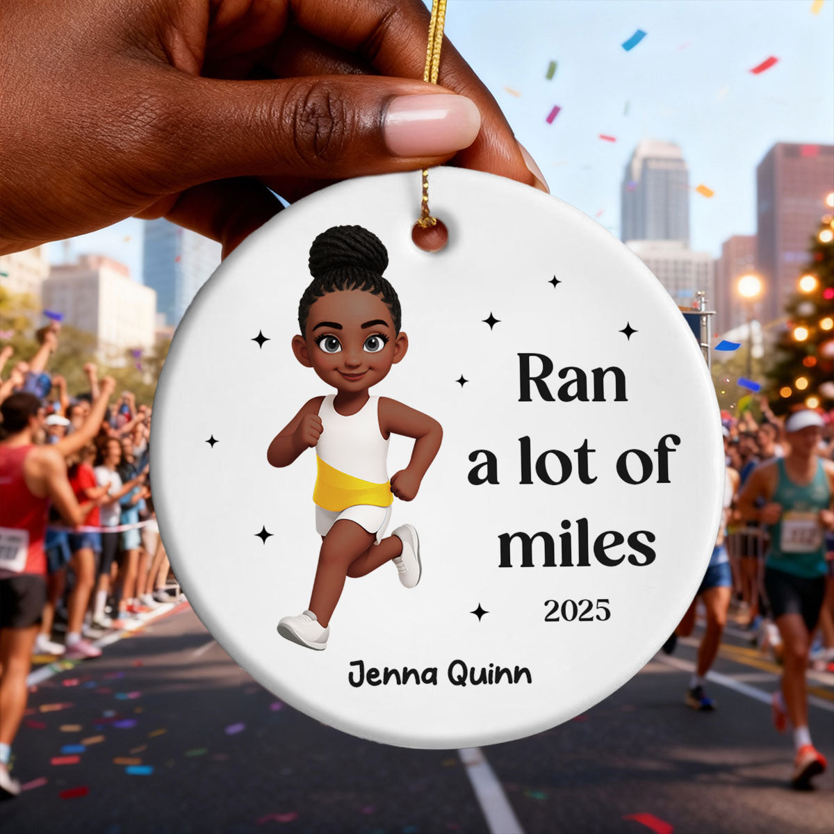 Ran A Lot Of Miles Running Boy Girl - Personalized Ceramic Ornament - Gift for Marathon Runner, Track Senior Night Gift