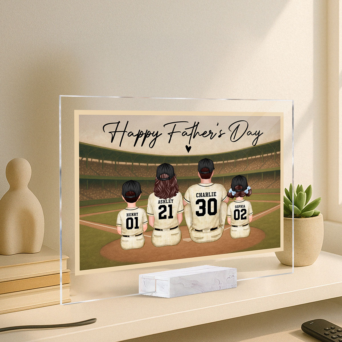 Retro Vintage Baseball Daddy's Dream Team Personalized Acrylic Plaque, Gift For Dad