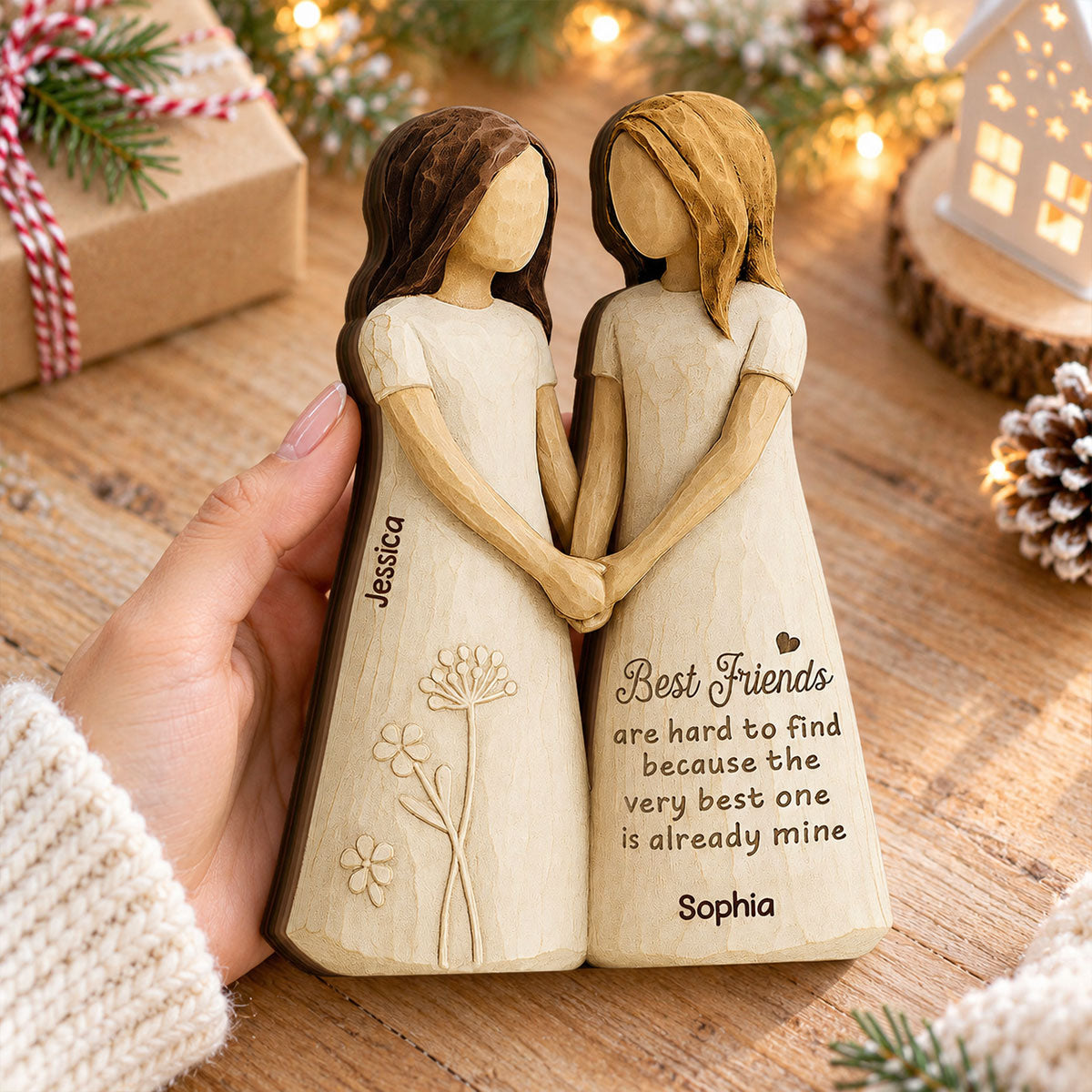 Besties Forever - Personalized Wooden Block Plaque - Christmas Gift For Best Friends