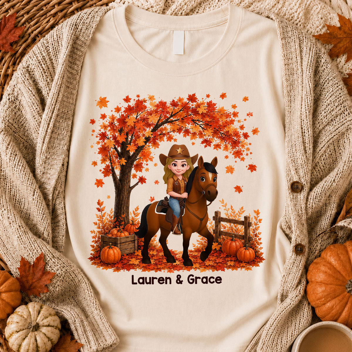 Trending Fall Season Girl And Her Horse - Personalized Shirt - Gift for Horse Lovers