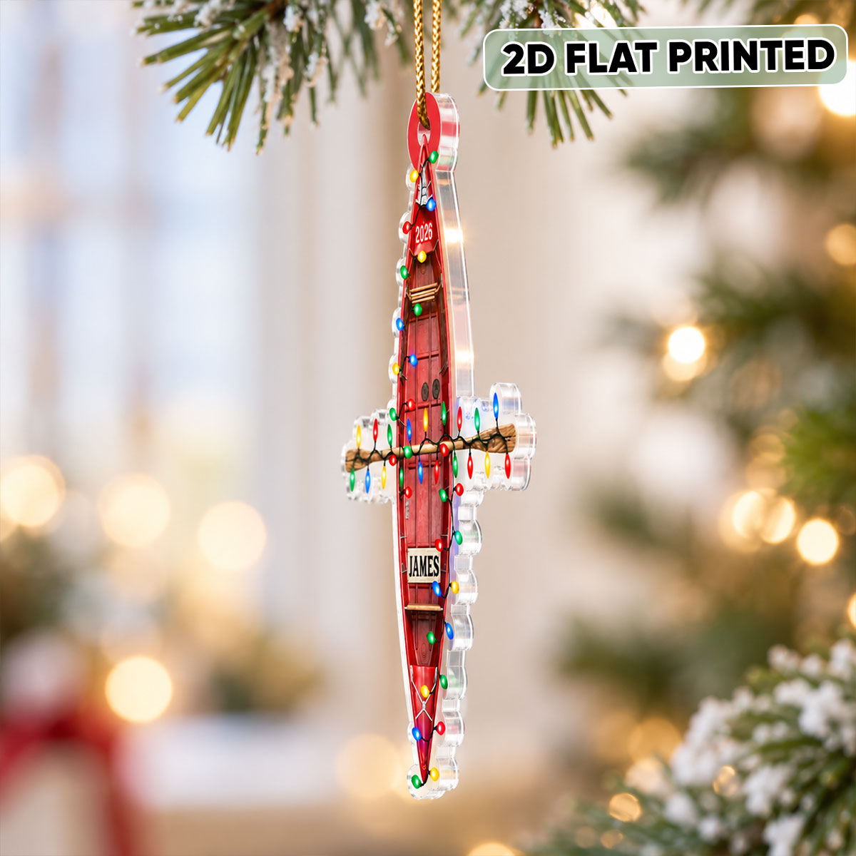 Custom Name Boat - Personalized Acrylic Ornament, Christmas Tree Hanging Decor, 2D Flat Ornament, Sailing Boat