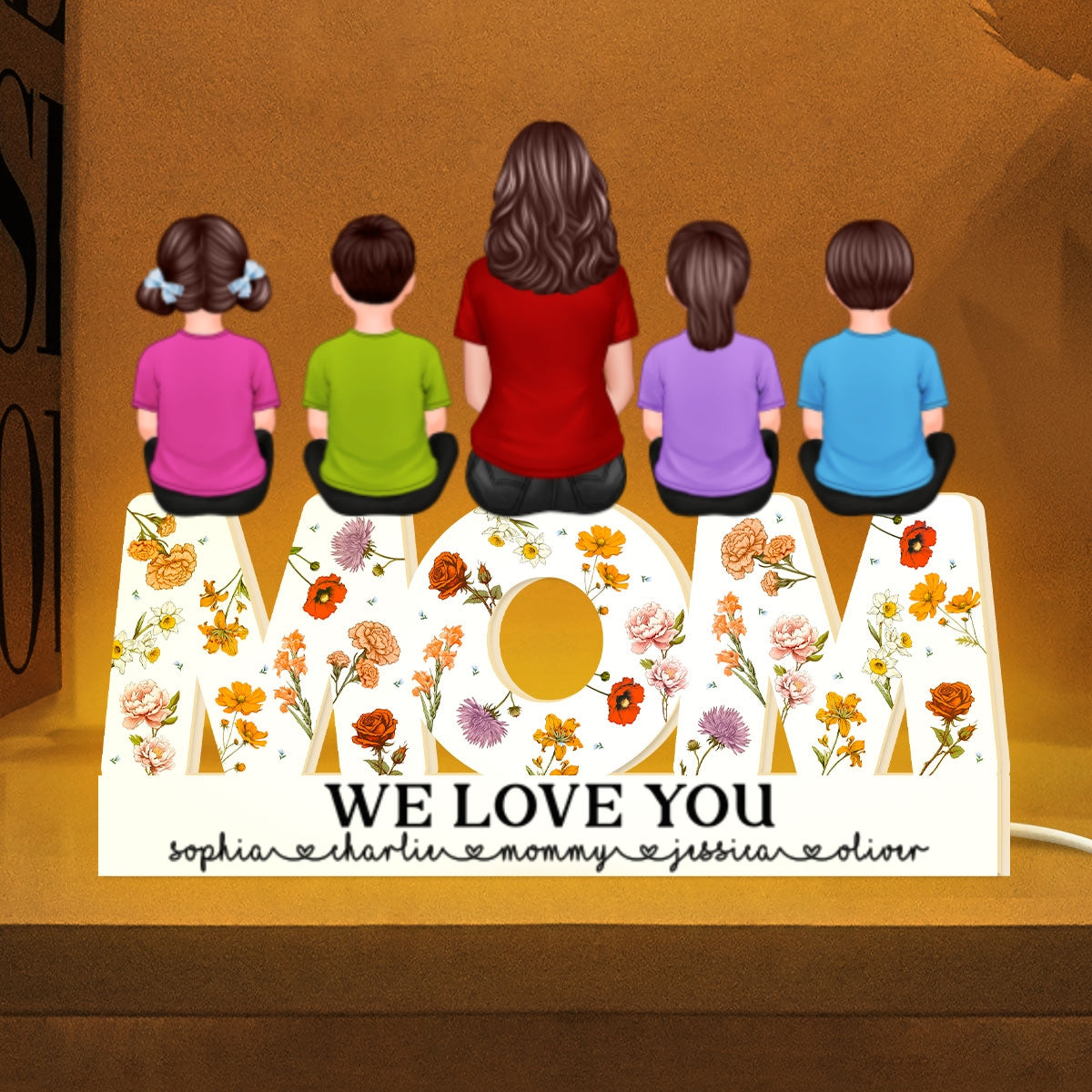 MOM Floral Personalized Light Box, Heartfelt Gift For Mom