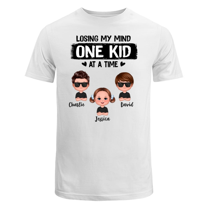Mom Losing My Mind One Kid At A Time Doll Kids Personalized Shirt