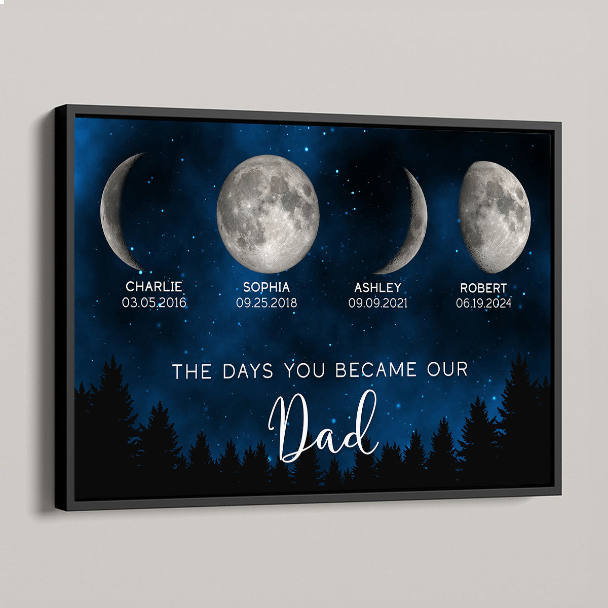 Galaxy Night Custom Birth Moon Phase The Days You Became Our Dad - Personalized Poster