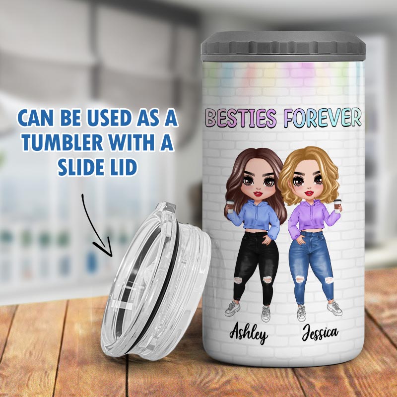 Pastel Color Doll Hoodie Besties Personalized 4 In 1 Can Cooler
