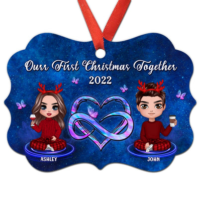 Galaxy Heart Infinity Doll Couple Personalized Christmas Ornament