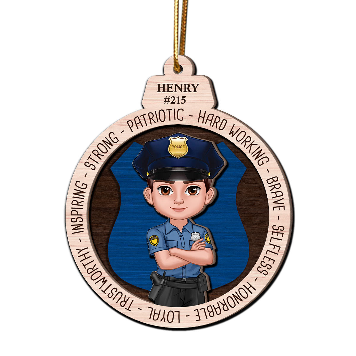 Proud Occupation Appreciation Gift For Police Firefighter Nurse Personalized 2-Layer Wooden Ornament