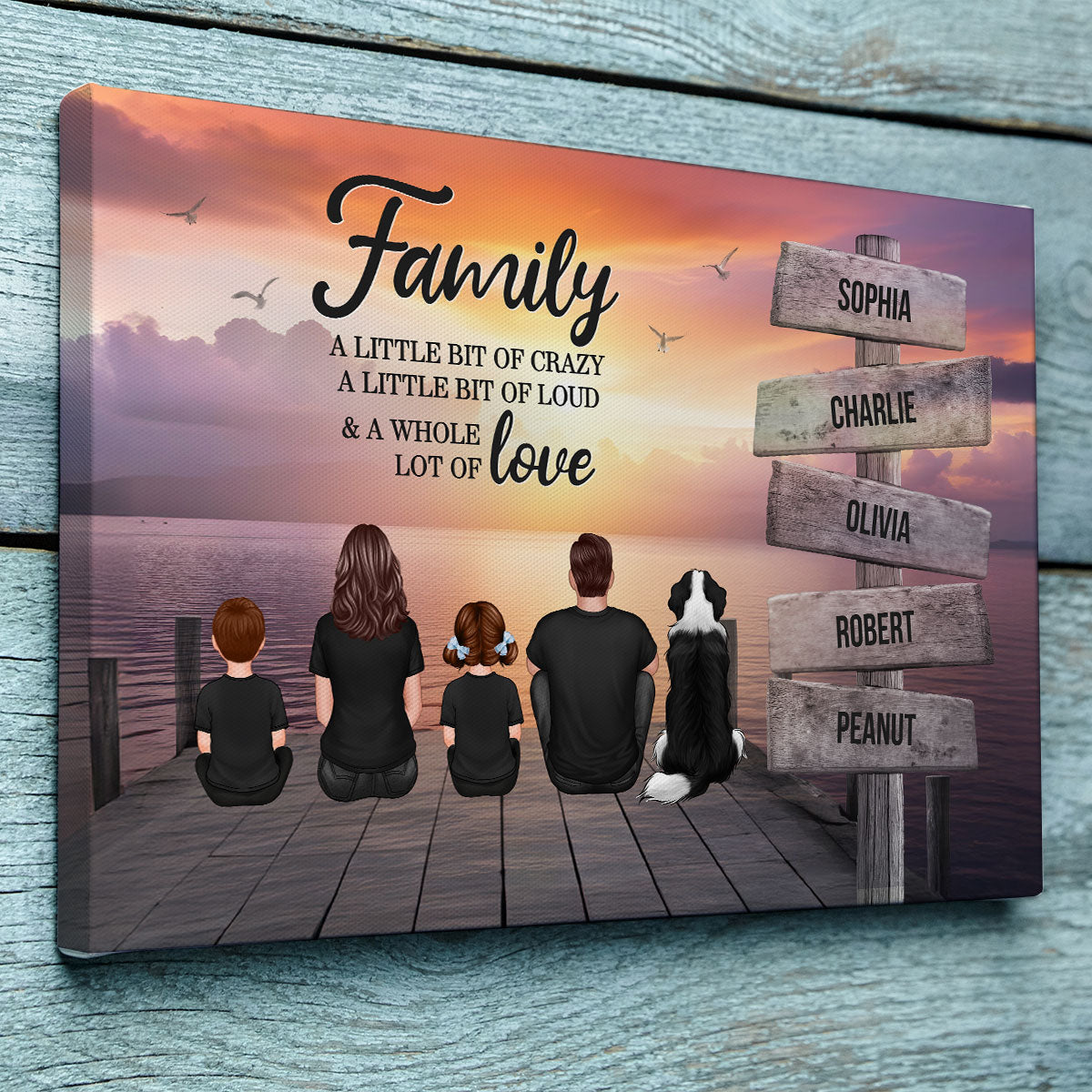 Family A Little Whole Lot of Love Sign Posts Personalized Wrapped Canvas, Heartfelt 2025 Father's Day Gift For Dad, Husband