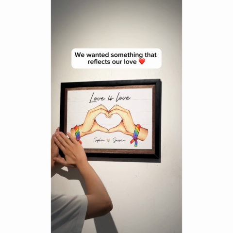 Pride Month LGBT Couple Heart Hands Personalized Poster, Gift For Couple