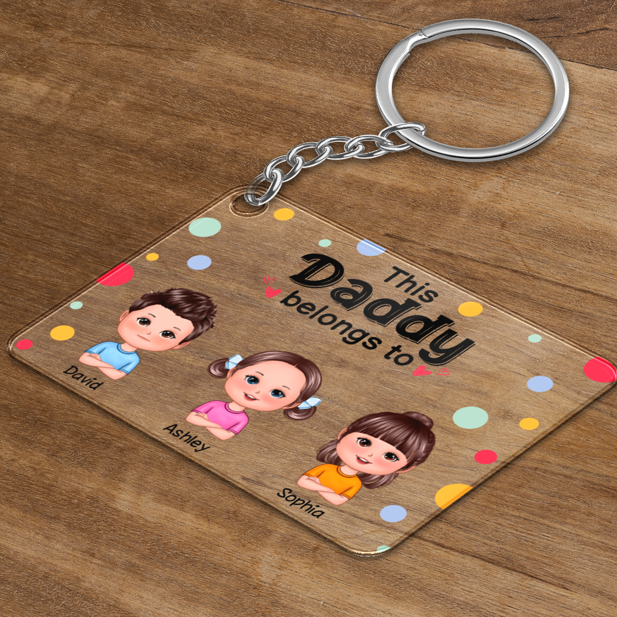 This Daddy Dad Mom Grandma Grandpa Belongs To Cute Doll Kids Personalized Acrylic Keychain