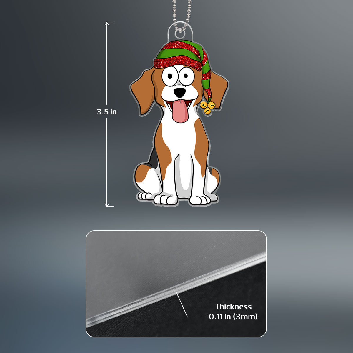 Funny Dogs Cartoon Sitting Christmas Personalized Acrylic Ornament