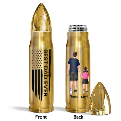 Best Dad Papa Grandpa Ever Man & Kids Walking Nation Flag Gift For Husband Father Figures Personalized Bullet Tumbler