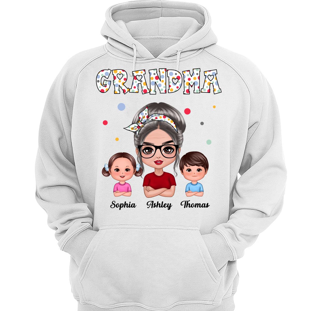 Colorful Dot Doll Grandma Grandkids Personalized Shirt