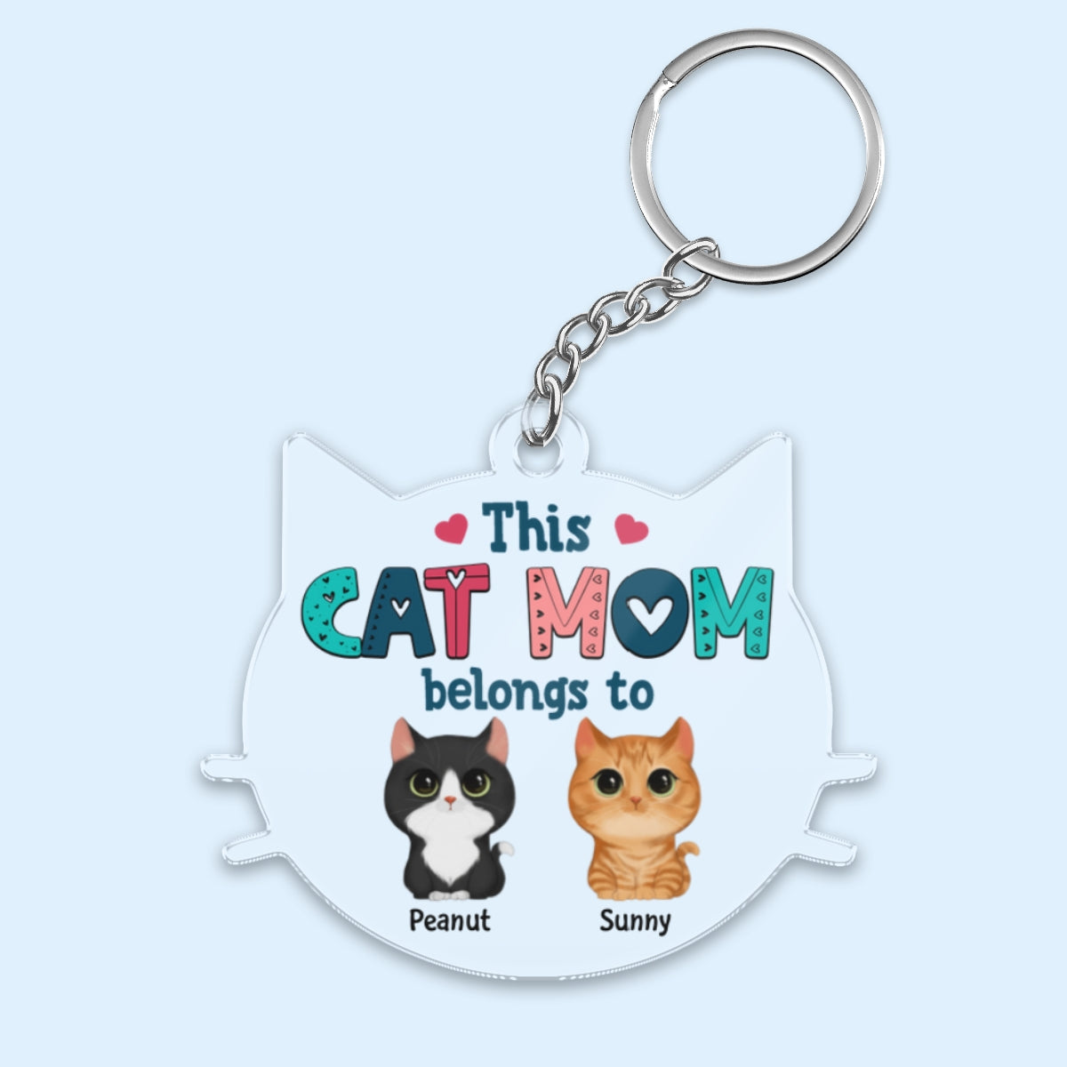 This Cat Mom Belongs To Watercolor Cute Cat Cat Head Shaped Personalized Acrylic Keychain