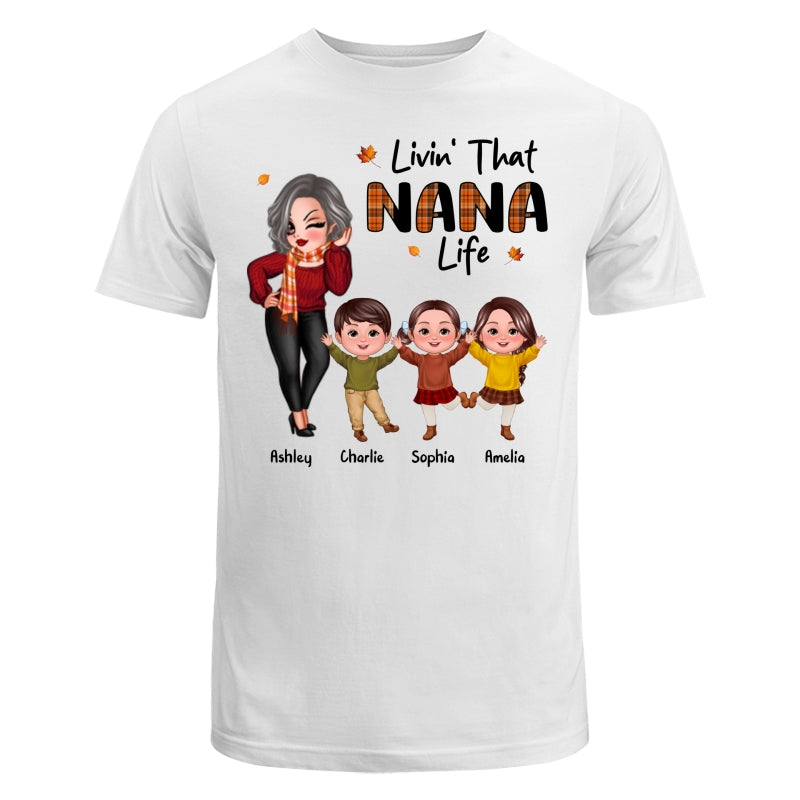 Livin‘ That Grandma Life Fall Season Woman & Happy Kids Personalized Shirt