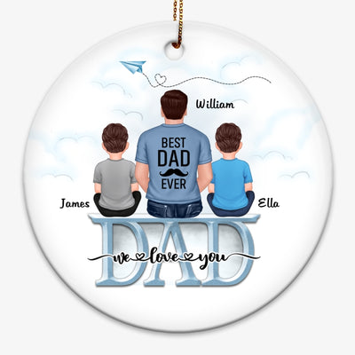 Dad Grandpa And Kids On Text Personalized Circle Ornament
