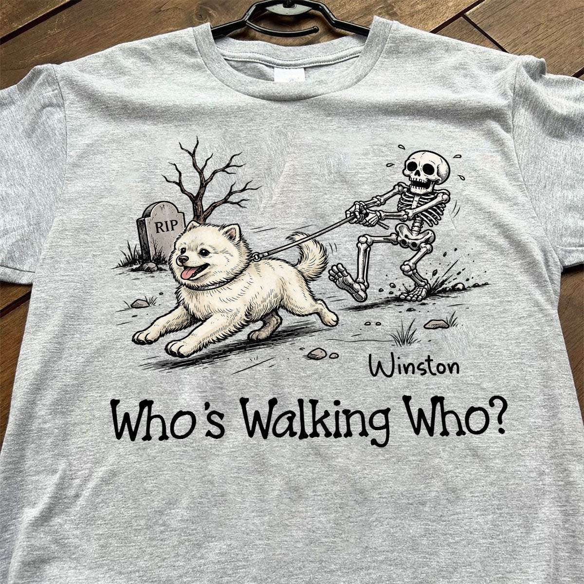 Funny Halloween Dog Who's Walking Who - Personalized Shirt - Upload Photo - Gift For Dog Lovers