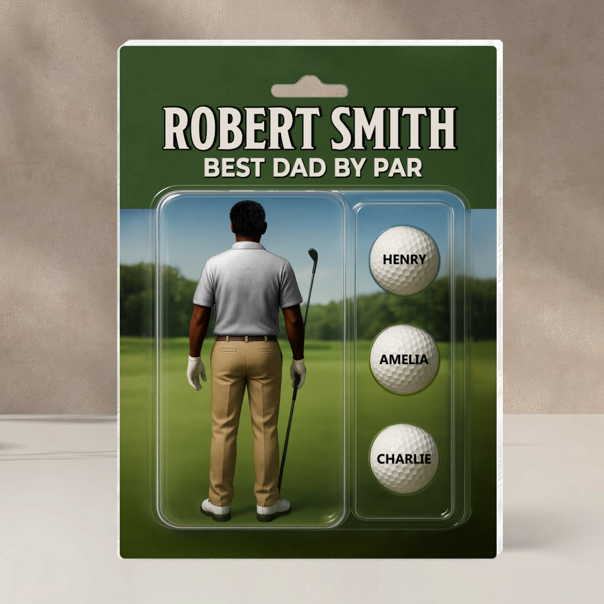 Custom Figure Best Dad By Par With Kids' Names Personalized Acrylic Block Plaque, Perfect Father's Day Gift For Dad, For Him, For Golf Lover