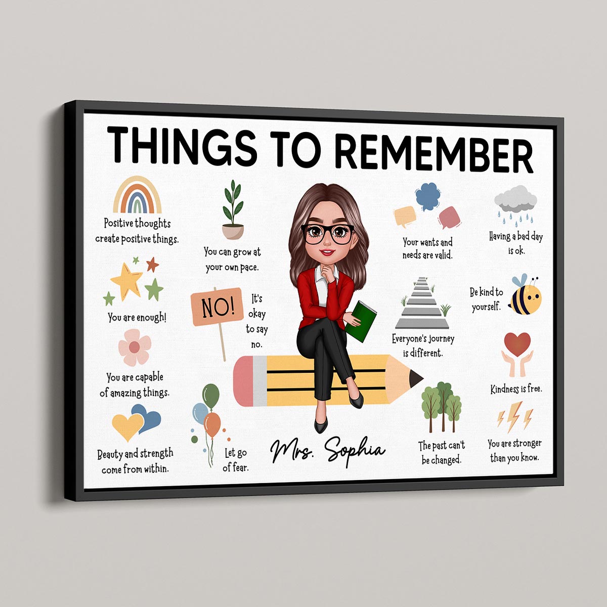 Things to Remember Gift For Teacher Personalized Poster, Appreciation Gift, Back To School Gift