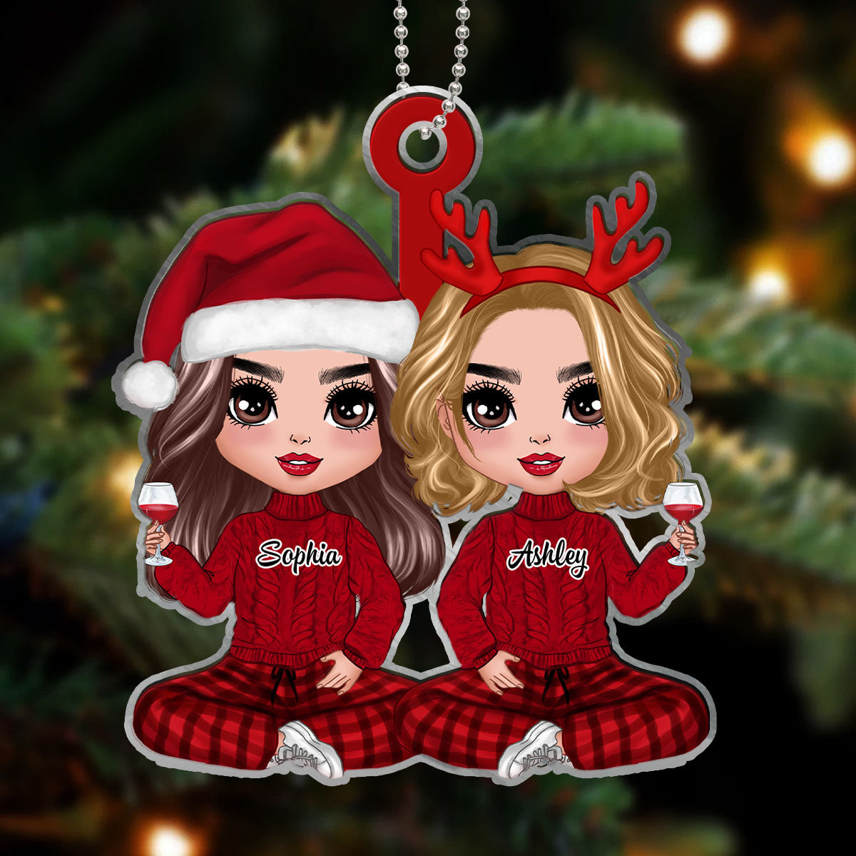 Christmas Happy Doll Best Friends Personalized Acrylic Ornament