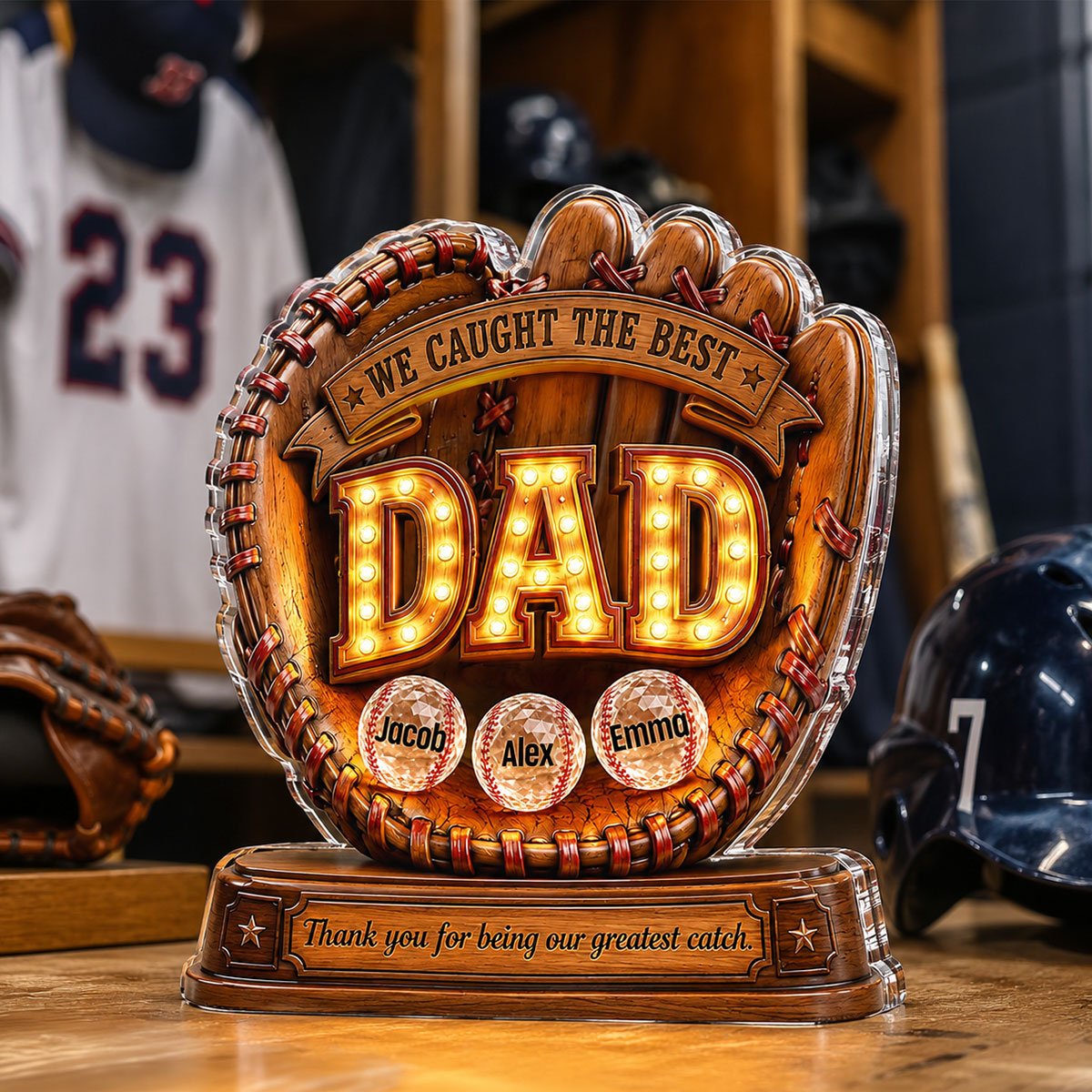 Great Baseball Dad - Personalized Acrylic Block Plaque - Father's Day Gift for Dad, Husband