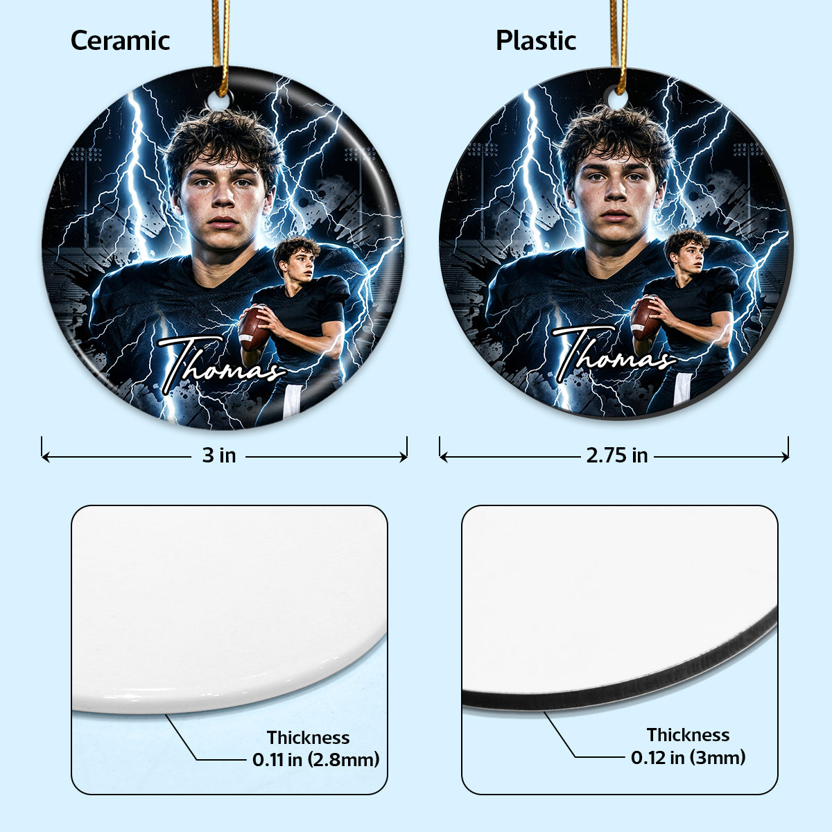 Trending Bootleg Sport Photos Insert - Personalized Ceramic Ornament - Gift For Boy, Girl